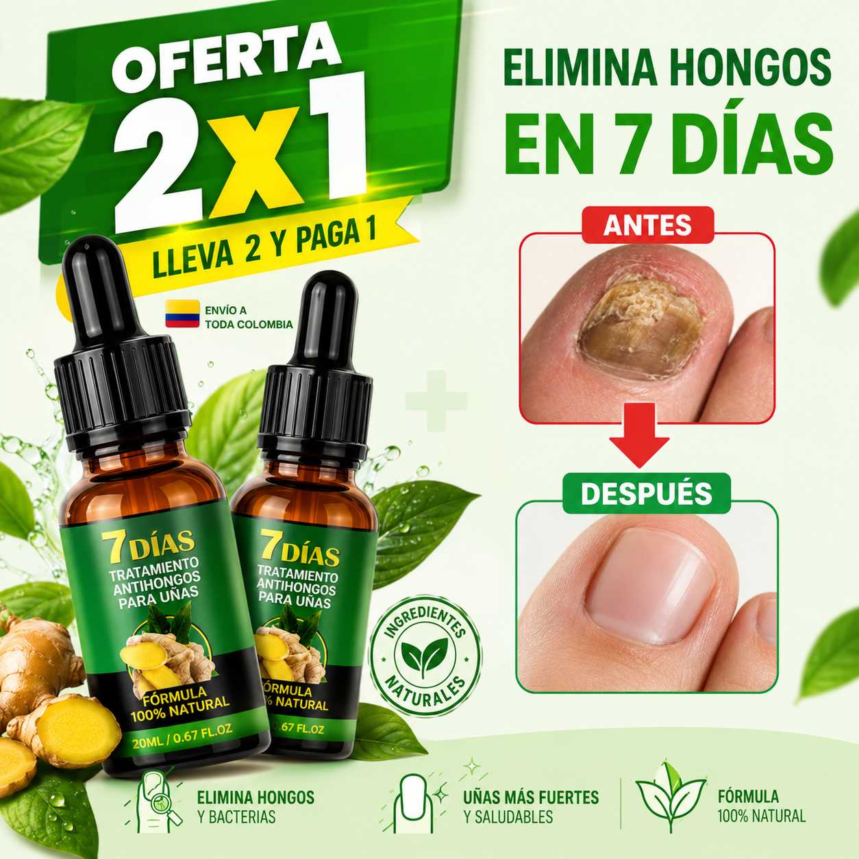 TRATAMIENTO ANTI HONGOS 100% NATURAL 7 DÍAS (2x1)