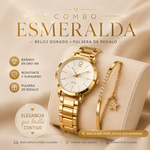 Antto - ESMERALDA GOLD SET - Reloj + Pulsera