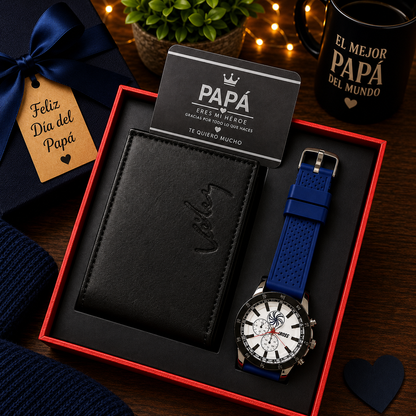 Kit Caballero Elite™  Reloj Premium + Cartera de Cuero GRATIS (Promoción Especial Día del Padre)